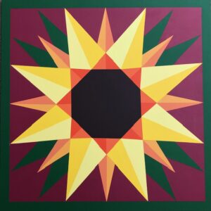 Sunflower Barn Quilt With Burgundy Background