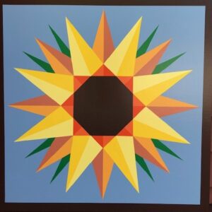 Sunflower Barn Quilt With Sky Blue Background