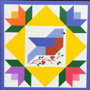 Bluebird (or Cardinal) in the Flowers Barn Quilt