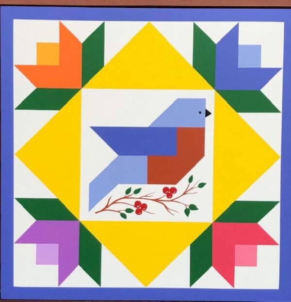 Bluebird (or Cardinal) in the Flowers Barn Quilt