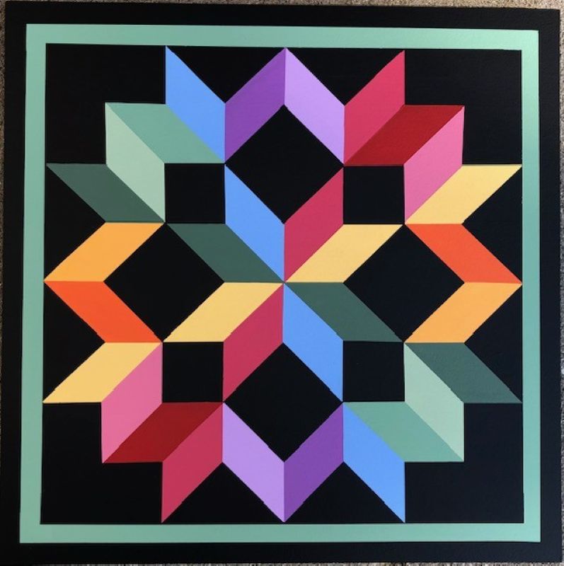 Wagon Wheel/Carpenter's Wheel Barn Quilt Medium Green Border-Choose your color inner border